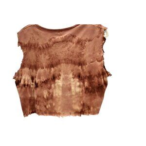 Women's Faded Glory Crop Stretch Tee Custom Bleach Dye Size XL